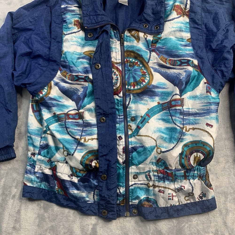 Vintage 90s Lavon Petites WindBreaker Womens Petite Small‎ Nautical Colorful - Picture 3 of 10